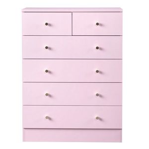 Cassettiera Moderna Semplice a 6 Cassetti Rosa in Legno Massello MDF Quercia Pino Acciaio Metallo per Appartamento Seminterrato Soggiorno Hotel - Product Image 6