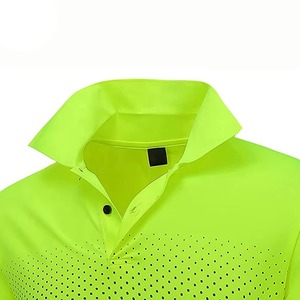 Polo de Punto Verde Neón para Hombre, Manga Corta, Diseño Deportivo con Patrón de Puntos, Secado Rápido, Cierre de Botones, Ropa Casual - Product Image 6
