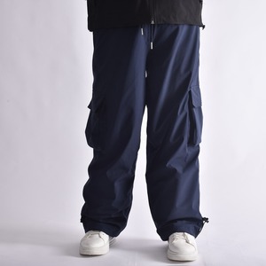 Venta al por mayor profesional de alta resistencia pantalones de nieve azul marino forrado de lana impermeable pantalones cargo con cordón de dobladillo ajustable y bucles de cinturón - Product Image 1