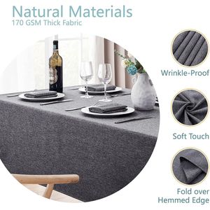 Tovaglia Rettangolare Impermeabile Antimacchia in Tessuto Decorativo Effetto Lino Antipiega per Tavolo Rustico - Product Image 3