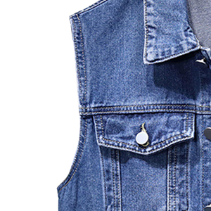 Gilet en jean pour homme, décontracté, sans manches, boutonné, en coton délavé, coupe classique, style automne, couleur unie - Product Image 2