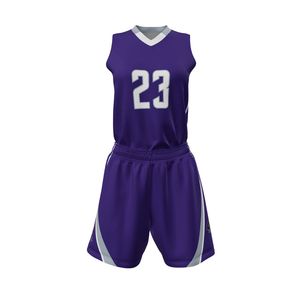 Uniforme de Baloncesto Personalizado al por Mayor, Color Morado, Transpirable, de Secado Rápido, en Poliéster, para Deportes de Equipo, Sublimación, OEM, ODM - Product Image 1
