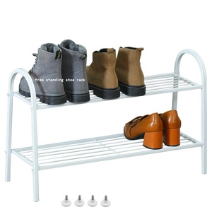 Elegant White Two Tier <b>Shoe</b> Rack Multi Purpose <b>Storage</b> Shelf Space Saving Organizer Durable Stable Design Modern Home Accent - Product Image 4