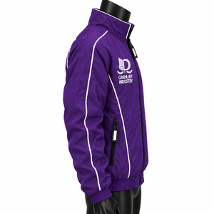 Veste coupe-vent pour homme OARHLINT INDUSTRY, couleur violette, col montant, fermeture éclair sur le devant, logo brodé, coupe-vent, décontractée, pour l'automne - Product Image 3