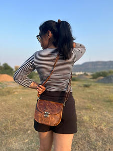 Bolso de mano de cuero auténtico de grano completo hecho a mano para mujer, bolso de hombro cruzado de uso de oficina de cuero Vintage auténtico - Product Image 3