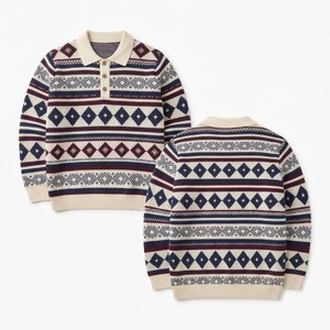Pull en maille torsadée pour femme, manches courtes, col rond, boutonné, 100 % polyester, style preppy, pour l'automne - Product Image 2
