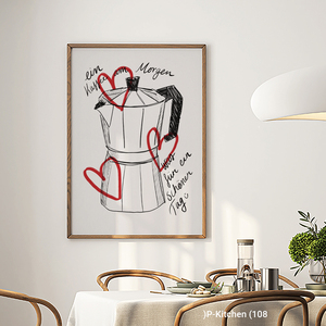 Art mural sur toile pour la cuisine, affiche illustrée d'une cafetière dessinée à la main, décoration murale artistique pour la cuisine - Product Image 3