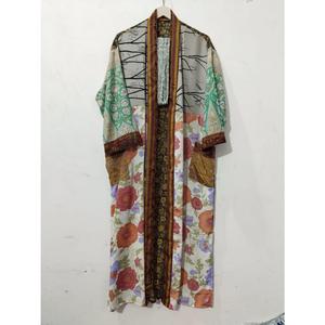 ชุดคลุมยาวผ้าไหมญี่ปุ่นวินเทจสำหรับผู้หญิง ดีไซน์ลายปะติดแบบอินเดีย ซารี คิโมโน ระบายอากาศได้ดี แห้งเร็ว - Product Image 2