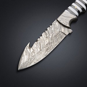 Couteau de chasse artisanal à lame pleine longueur pour le dépecage, avec manche ergonomique, en acier Damas, lame fixe, pour usage extérieur, personnalisable OEM - Product Image 2