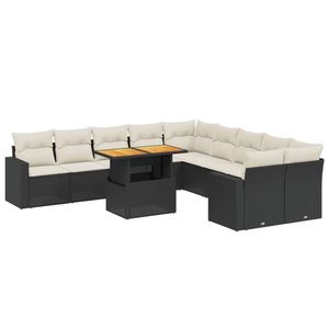 Conjunto de Sofás de Jardín Resistentes a los Rayos UV, Materiales de Ratán PE Negro, Muebles Elegantes para Exteriores - Product Image 2