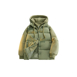 Blouson matelassé unisexe à capuche, color block violet et blanc, hiver, décontracté, coupe-vent, écologique, rembourrage en coton épais, tissu peigné - Product Image 2