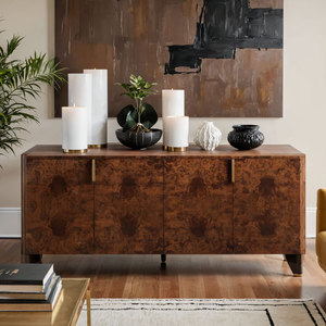 Buffet rustique personnalisé en bois de ronce naturel fabriqué à la main Buffet de salle à manger Armoire de rangement de salon Armoire d'entrée moderne - Product Image 1