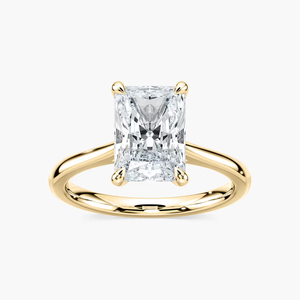 Bague de fiançailles minimaliste pour femme, diamant de laboratoire certifié IGI, taille radiant 2 carats, modèle Rosery, sertissage à griffes en or 14 carats - Product Image 1