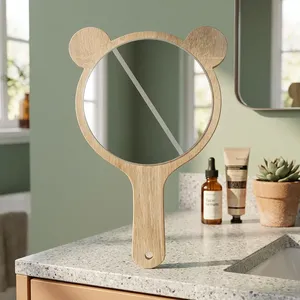 Wooden Handle Hand <b>Mirror</b> for Makeup Women Girls Portable <b>Handheld</b> Vanity <b>Mirror</b> - Product Image 4