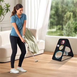 Rete da Golf Portatile a Doppia Faccia per Chipping, 5 Zone Bersaglio, Tessuto Oxford 420D, Logo Personalizzabile, Nera, per Allenamento a Casa, Mano Sinistra - Product Image 4