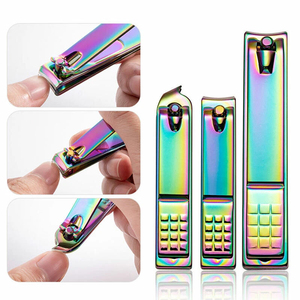 Premium Multi Color Plasma Nail Clipper Set with Straight Blade Sharp Slant Edge Cuticle Trimmer Stainless Steel Nail Tool Kit - Product Image 2
