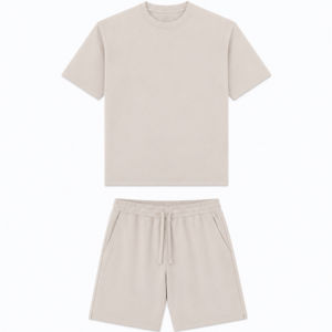 Mens Oversized T Shirt Shorts <b>Set</b> Casual Summer Two Piece Outfit Custom OEM ODM Breathable 100% Cotton Streetwear Premium - Product Image 6
