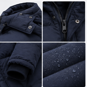 <b>Men's</b> Navy Blue Hooded Windbreaker <b>Jacket</b> Breathable Quick Dry Windproof Zipper Closure <b>Smart</b> <b>Casual</b> Winter Wear Thin Polyester - Product Image 4