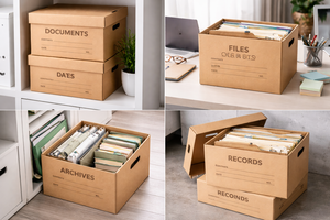 Caja de Cartón Corrugado Portátil Tipo Carpeta para Documentos de Oficina, Embalaje de Almacenamiento Impreso Personalizado con Asa, Opciones de Color y Tamaño - Product Image 6