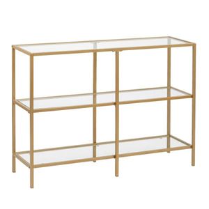 Consolle Moderna da Ingresso 12m con Struttura in Metallo Dorato, Facile Montaggio, Tavolo da Divano con Specchio in Vetro Temperato per Soggiorno e Corridoio - Product Image 2