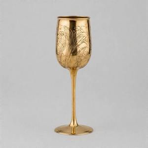 Bold Blossom Sacred Chalice Antique Brass Communion <b>Wine</b> Glass Handcrafted Vintage <b>Goblet</b> for Church and Spiritual Ceremonies - Product Image 1