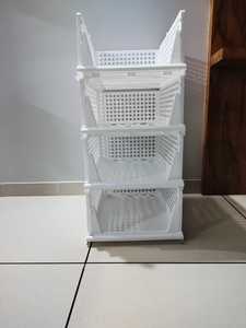 Organisateur de rangement coulissant pliant en plastique moderne de qualité supérieure à 3 étagères, empilable, autoportant, pour salon, durable et peu encombrant - Product Image 6