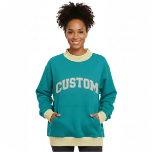 Sweat-shirt à col montant surdimensionné brodé à manches longues pour femme, en molleton tricoté de qualité supérieure, écologique, respirant et à séchage rapide pour l'hiver - Product Image 5