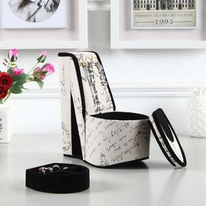 Boîte à bijoux haute de 9 pouces avec design de chaussure à talon haut et impression de lettres en stencil pour vitrine - Product Image 5
