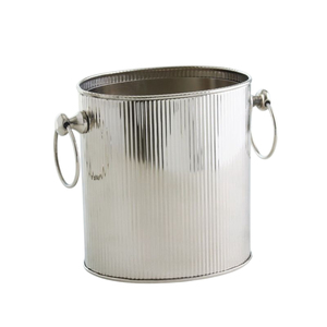 Seau à glace vintage en acier inoxydable avec poignées dorées, seau à champagne et à vin antique en argent pour bar, fête et mariage - Product Image 4
