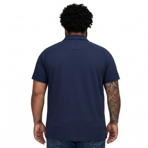 Polo de Manga Corta Azul Marino para Hombre, Talla Grande, Estilo Casual, Color Sólido, Tejido de Piqué de Algodón - Product Image 2