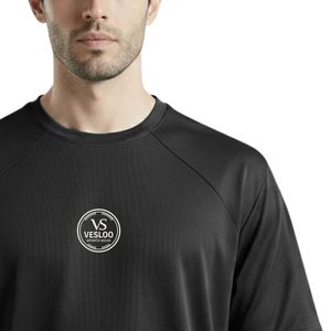 Camiseta Deportiva Negra para Hombre, Cuello Redondo, Algodón Premium, Transpirable, Suave, para Gimnasio, Fitness, Entrenamiento, Uso Casual, Logotipo Personalizado, OEM, ODM - Product Image 5