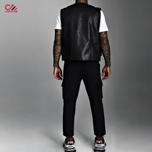 Street Wear Winter Casual High Quality Men Leather Vest Sleeveless Breathable Outerwear Custom Colors Customizable - Product Image 3