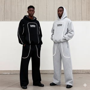 Ranzia Industry Bulk Heavyweight Cotton Full Zip Hoodie Streetwear Supplier Sustainable Rhinestone Hoodie - Product Image 3