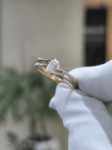 Emerald Cut Lab Grown IGI Certified VVS1 0.55ct Rose Gold <b>Split</b> Shank Solitaire Engagement <b>Ring</b> Pav Accents Luxury Jewelry - Product Image 2