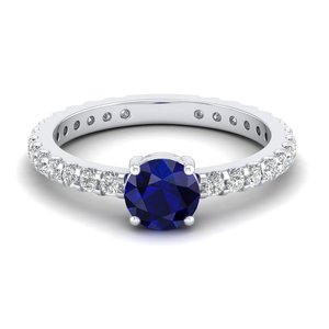 Bague solitaire minimaliste REYES en or massif 14 carats pour femme, saphir bleu 0,84 ct, taille brillant rond, magnifique. - Product Image 1