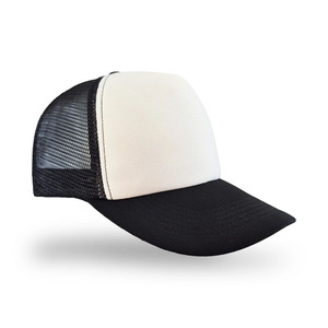 Casquette de camionneur personnalisée bicolore blanc et noir en mousse, dos en maille respirant, imperméable, réglable, avec fermeture snapback, unisexe - Product Image 4
