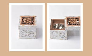 Luxury Decorative Bone Inlay <b>Tealight</b> Vessels Moroccan <b>Lantern</b> Classic Candle Stand Glass Lid Resin Pillars Natural Crafts - Product Image 2