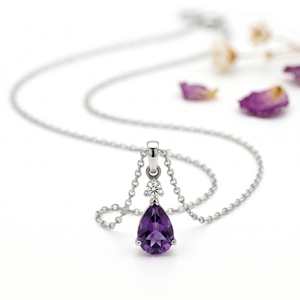 Colgantes y Dijes Finos de Pera Púrpura Creatividad Piscis, Joyería de Lujo en Oro Blanco, Colección de Regalos de Moda para Cumpleaños y Aniversarios - Product Image 1