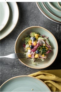 ชุดอาหารเซรามิกเคลือบลายเขียวแบบคลาสสิก ทนทาน เป็นมิตรกับสิ่งแวดล้อม ปลอดสาร BPA - Product Image 6