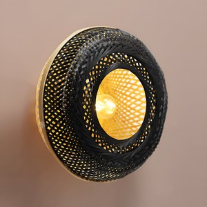 Circle Ring Lamp Wall Hanging Sconces Indoor Bamboo Sconce Natural <b>Lighting</b> Lamps for Bedroom Decoration - Product Image 6