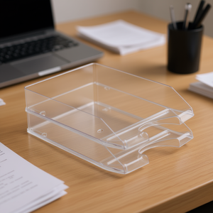 Vassoio Portaoggetti in Plastica Trasparente 203x133x68mm, Organizzatore da Scrivania a Singolo Livello, Design Minimalista - Product Image 3