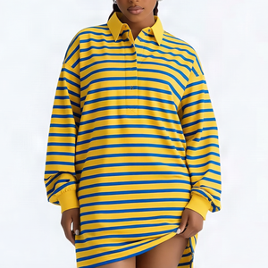 Robe de soirée moulante d'été 2026 pour femme, mini, rayée, col rabattu, dos nu, en tissu respirant et écologique, tailles XXS-6XL - Product Image 1