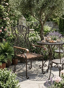 Chaise en fer forgé au design européen traditionnel, revêtement en poudre, mobilier métallique écologique pour restaurants - Product Image 5