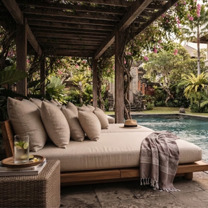 Cama de Día para Exteriores de Madera de Teca Sólida con Cojines para Jardín, Patio, Muebles para el Borde de la Piscina - Product Image 3