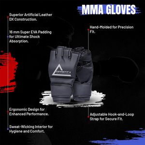 High Quality Adult MMA Gloves <b>Black</b> Color Genuine Leather Fight Training Gloves Adjustable Wrist Strap Lightweight UV Protection - Product Image 6