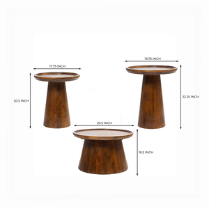 Ensemble de tables gigognes rondes en bois massif, style moderne rustique, tables basses et d'appoint, lot de 3, design personnalisé, salon - Product Image 3
