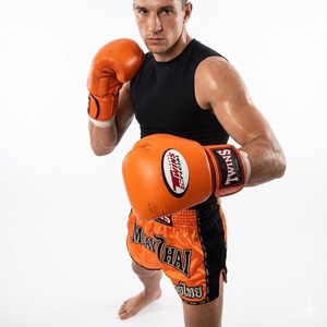 Martial Arts Training Heavy Bag Gloves Professional Kickboxing Sparring Leather Adjustable Wrist <b>Strap</b> Hook Loop Boxing Gloves - Product Image 5