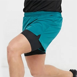 Men Solid Color Quick Dry Running Shorts <b>Mid</b> Elastic Waist Sporty Style 100% Cotton Short Length Knitted Fabric - Product Image 3