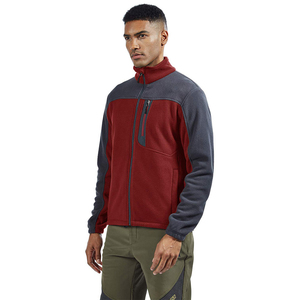 Veste polaire homme rouge à blocs de couleur, fermeture éclair, col montant, coupe décontractée, coupe-vent, en polyester, pour l'automne - Product Image 3