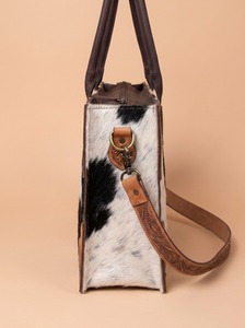 Sac fourre-tout en cuir véritable fait main, imprimé animal, multifonctionnel, décontracté, sac à bandoulière, fermeture éclair, style vintage western bohème - Product Image 2